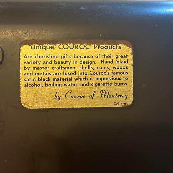 Vintage MCM - Couroc of Monterey Bakelite dresser top accessory box w/owl inlay - Picture 3 of 3